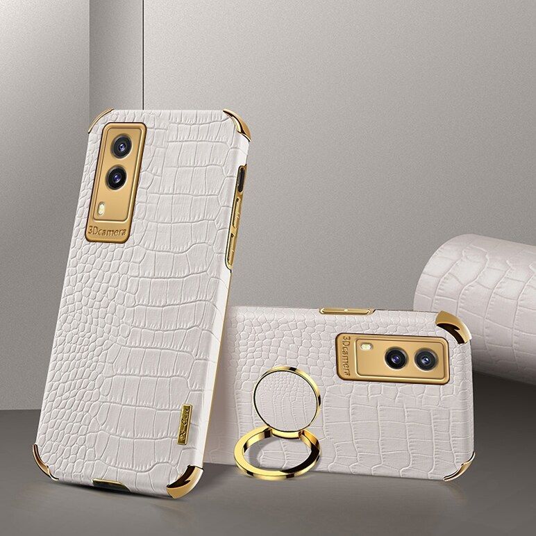 For Vivo V21e 5G Crocodile Pattern 360 Degree Rotating Ring Protective Cover Compatible with Magnetic Car