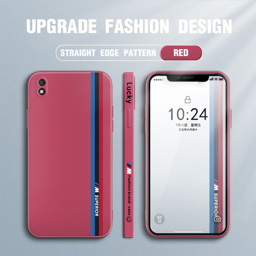 Jizetin for Redmi 9A Back Cover Simple Graffiti Track Side Design Liquid Silicone Phone Case Soft Full Camera Protect Phone Cases