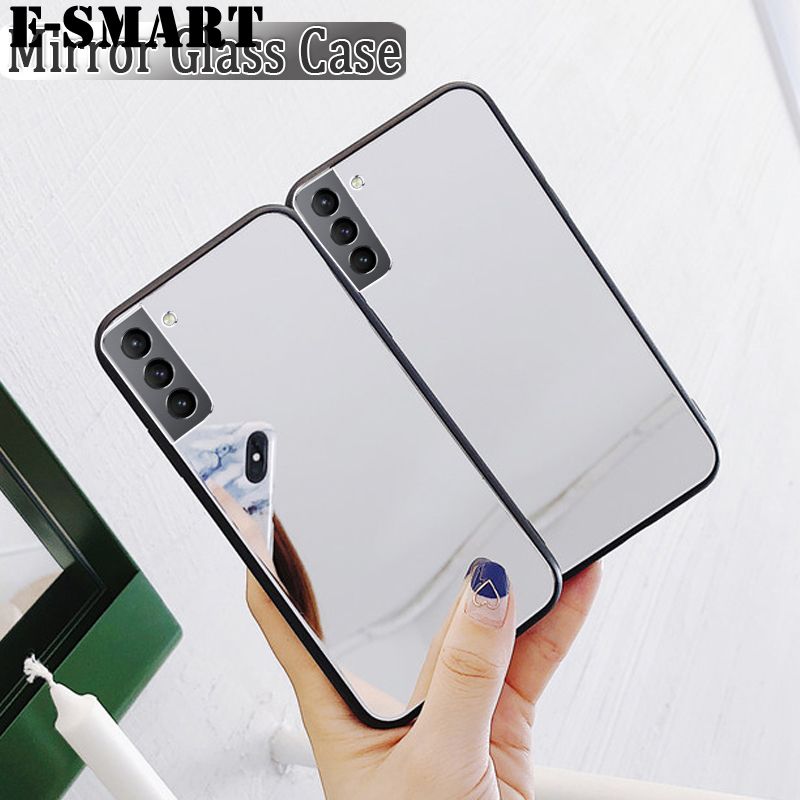 Phone Back Cover For Samsung Galaxy S22 Luxury Plating Clear View Mirror Soft Phone Case for Samsung Galaxy S22 Cosmetic Mirror Cases