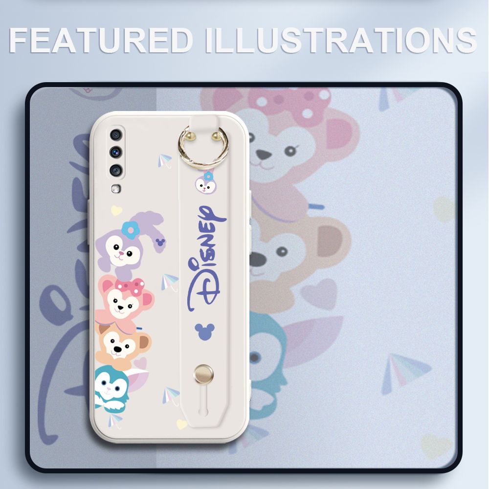 UCUC for Samsung Galaxy A70 Wrist Strap Case Creative Cartoon Cute Bunny Cover Ultra Thin Anti Fall Liquid Silicone Phone Case