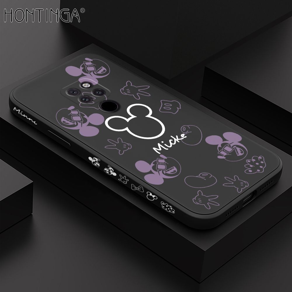 Hontinga for Huawei Mate20 Case Side Design Cute Mouse Avatar Back Cover Soft Square Edge Pattern Liquid Silicone Trend Phone Cases