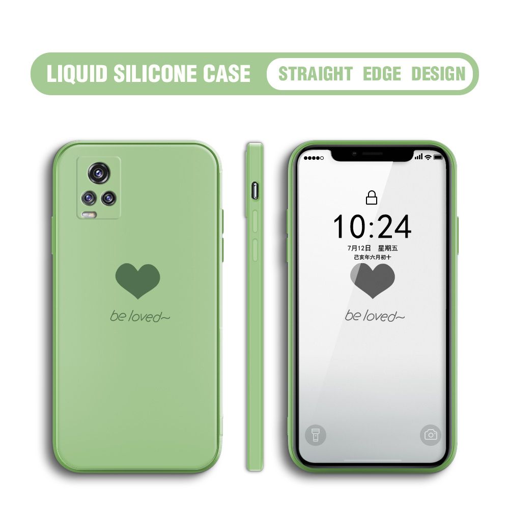 Jizetin for Vivo V20 Pro Back Cover Little Love Multicolor Liquid Silicone Phone Case Soft Square Lens Protection Phone Cases