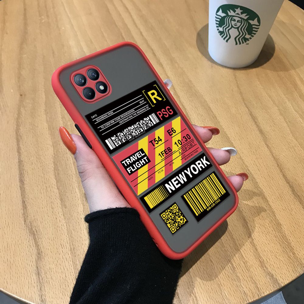 Jizetin for OPPO Reno 4 SE Back Cover Stripe Air Ticket Mobile Phone Case Ultra Thin Full Lens Protection Phone Case for Boy