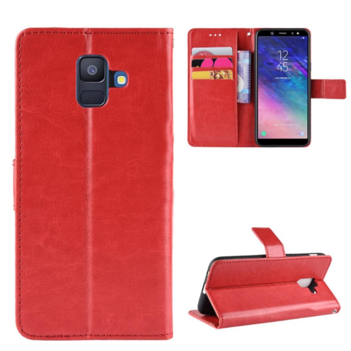 Case For Samsung Galaxy A6 (2018) Casing Flip Leather Card Case Tpu Silicone Back Cover Soft Phone Case