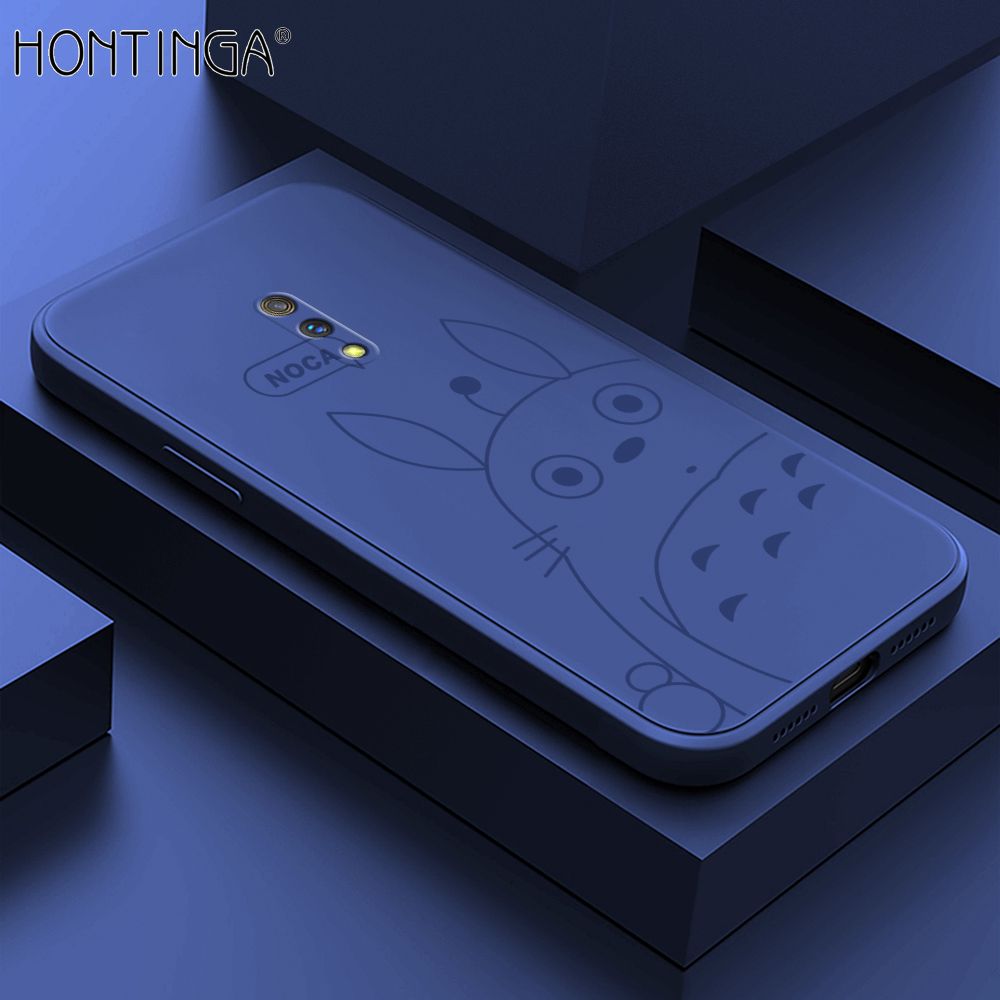 Hontinga for Realme X Case Cartoon Cute Totoro Pattern Back Cover Soft Square Edge Liquid Silicone Phone Cases
