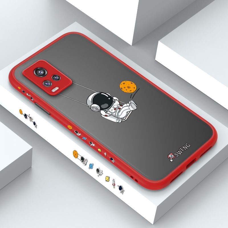 ZeroQiQi for Vivo V20 Pro Case Astronaut Swinging Side Printing Cover Frosted Ultra Thin Protective Anti Fall Phone Case