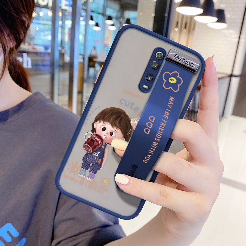 UCUC for Xiaomi Redmi K20 Pro Wrist Strap Case Girl Drinking Cola Wristband Printing Cover Shockproof Ultra Thin Phone Case