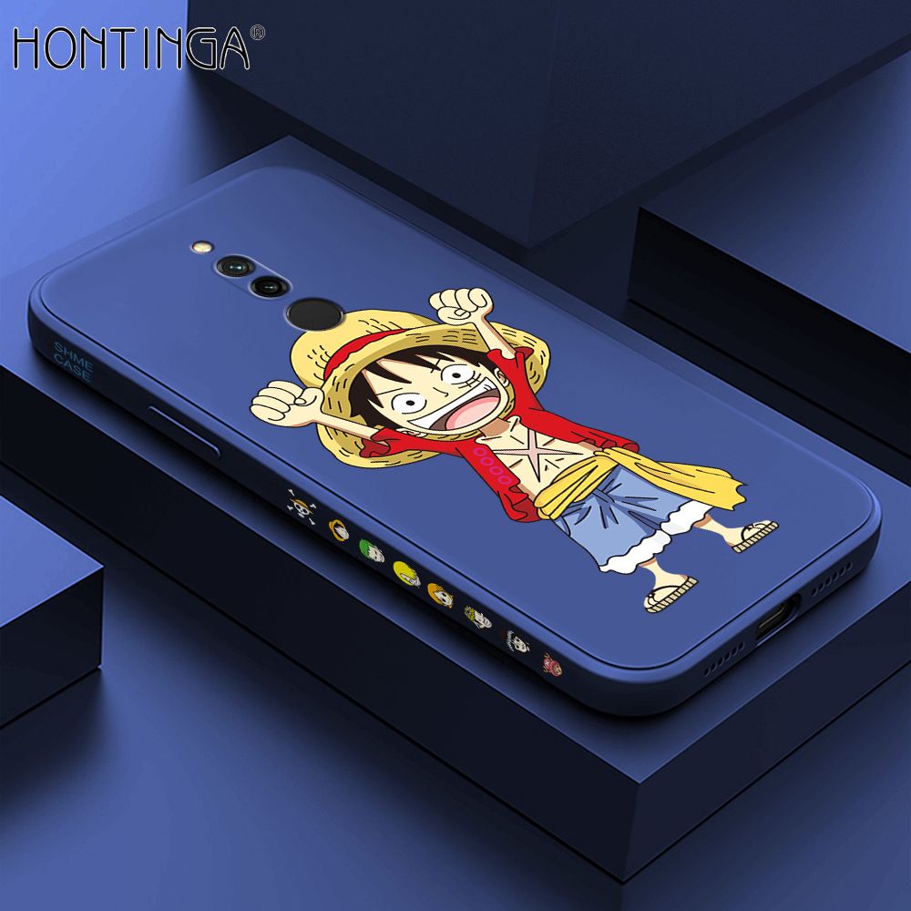 Hontinga for Xiaomi Redmi 8 Case Side Design Anime Cartoon Luffy Back Cover Soft Square Edge Pattern Liquid Silicone Trend Phone Cases