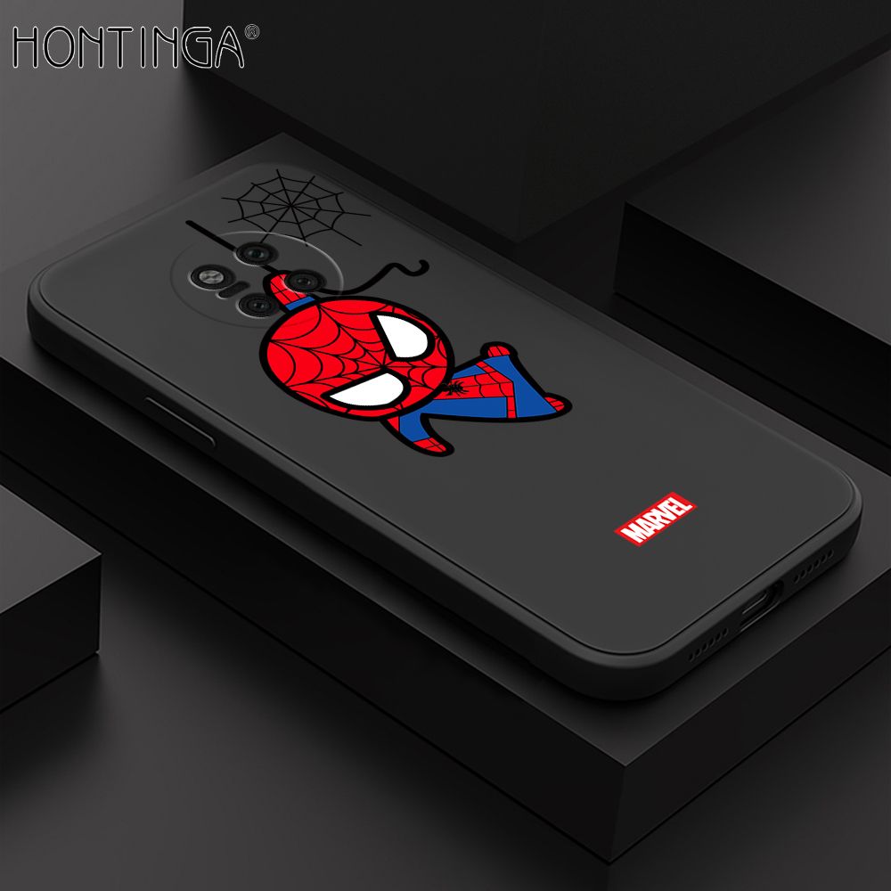 Hontinga for Huawei Mate 20 Pro Case Cute Marvel Avengers Cartoon Spiderman Spider Man Phone Case Square Edge Silicone Cases Full Lens Cover Shockproof Protection Case
