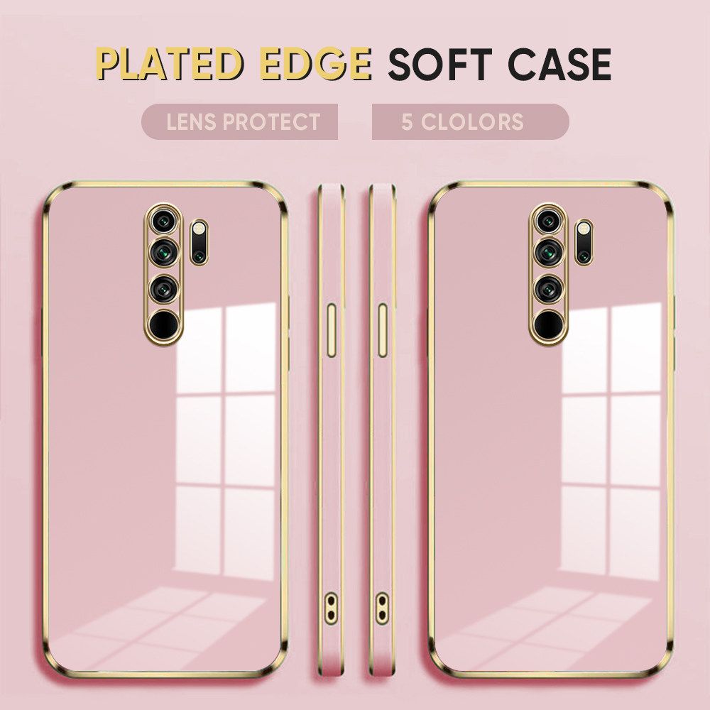 Luxury 6D Plating Case for Redmi Note 8 Pro Soft Silicone Square Frame Back Cover Shiny Bling Phone Cases