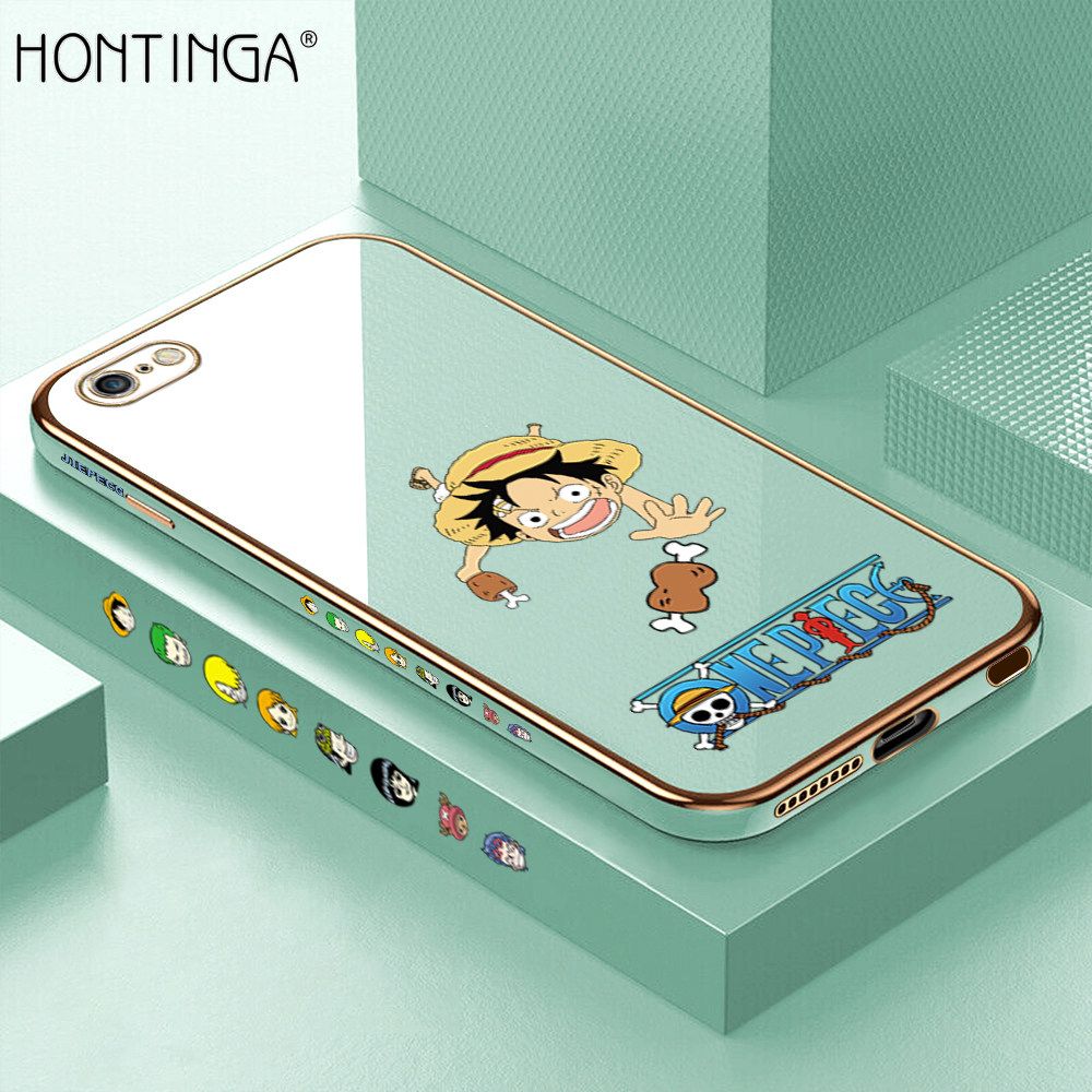 Hontinga for iPhone 6 Plus Back Cover + Free Lanyard Luxury 6D Plating Big Stick Meat Boy Side Pattern Case Soft Silicone Square Mobile Cover