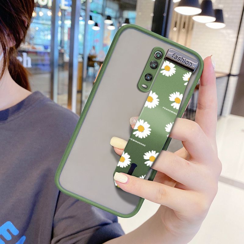 UCUC for Xiaomi Redmi K20 Pro Wrist Strap Case INS Style Small Fresh Daisies Wristband Printing Cover Shockproof Frosted Phone Case