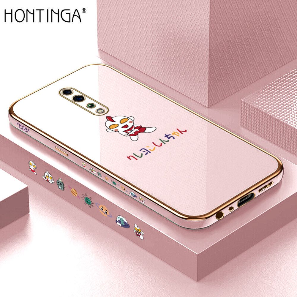 Hontinga for OPPO Reno Z Back Cover + Free Lanyard Luxury 6D Plating Cartoon Childhood Memories Side Pattern Case Soft Silicone Square Mobile Cover