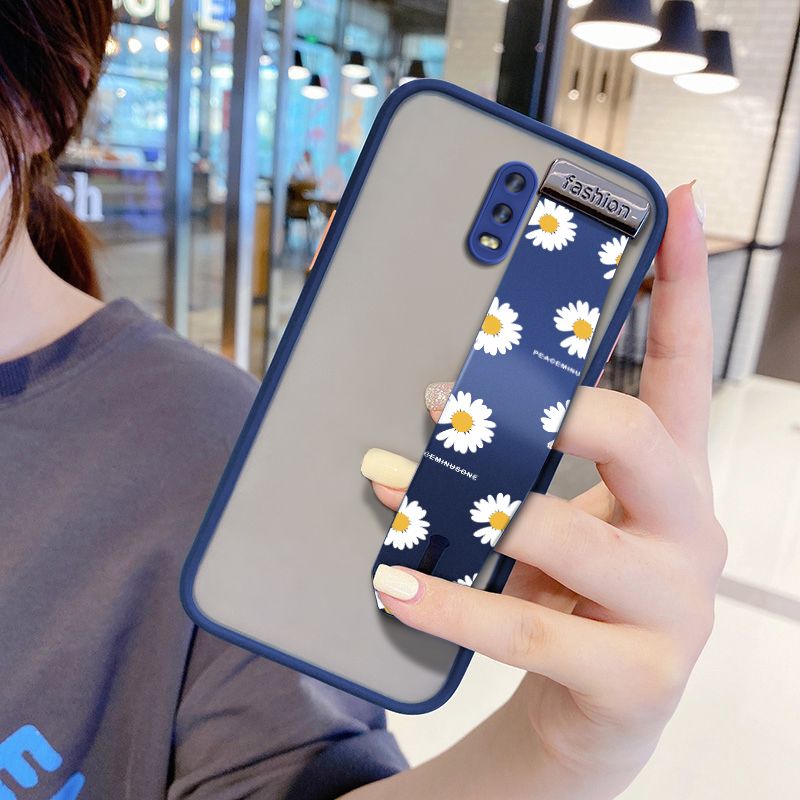 UCUC for OPPO R17 Wrist Strap Case INS Style Small Fresh Daisies Wristband Printing Cover Shockproof Frosted Phone Case