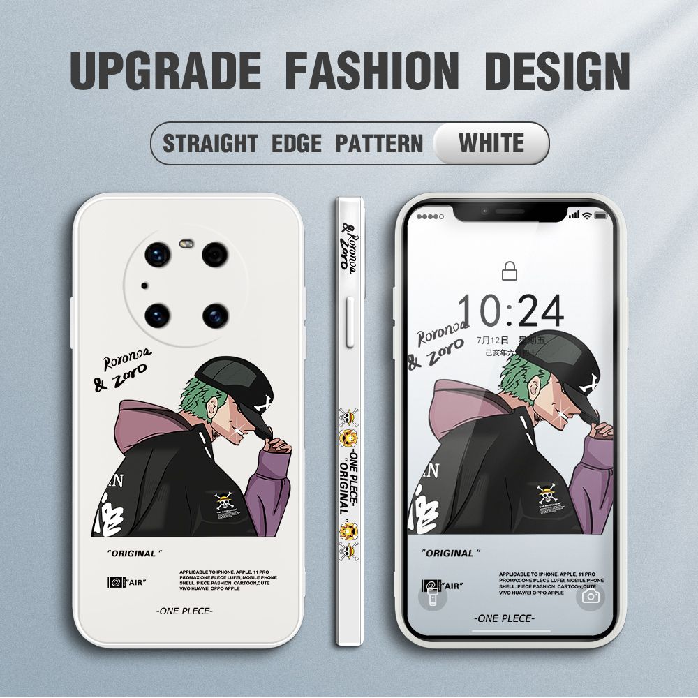 Jizetin for Huawei Mate 40 Pro Plus Case Anime One Piece Roronoa Zoro Side Design Phone Case Ultra Soft Edge Pattern Liquid Silicone Phone Cases