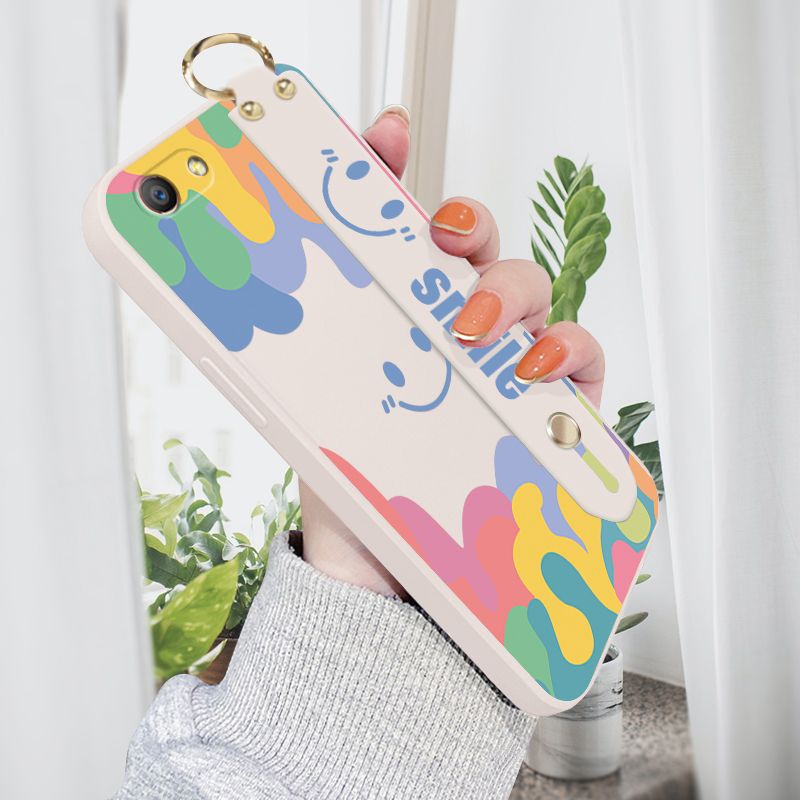 Jizetin for OPPO F1S Wrist Strap Case Soft Candy Color Splash Ink Cover Ultra Thin Anti Fall Liquid Silicone Phone Case