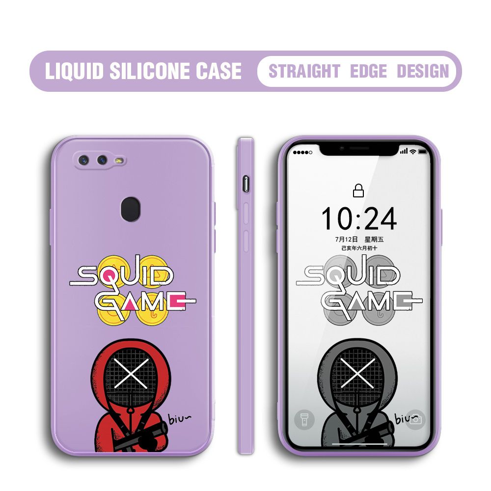 Jizetin for OPPO F9 Case Fashion Cartoon Judge Role Phone Cover Square Liquid Silicone Trend Phone Case