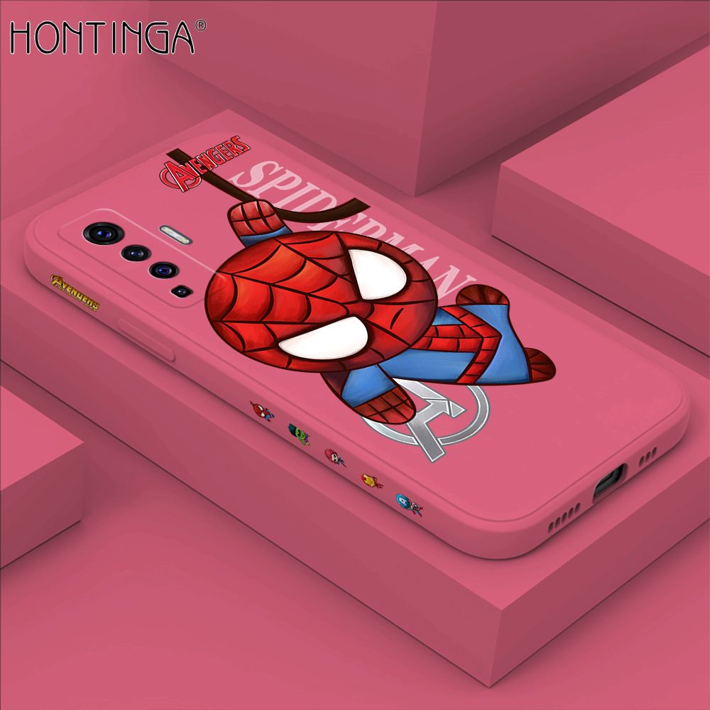 Hontinga for Vivo X50 5G Case Side Design Cartoon Little Spider Back Cover Soft Square Edge Pattern Liquid Silicone Trend Phone Cases