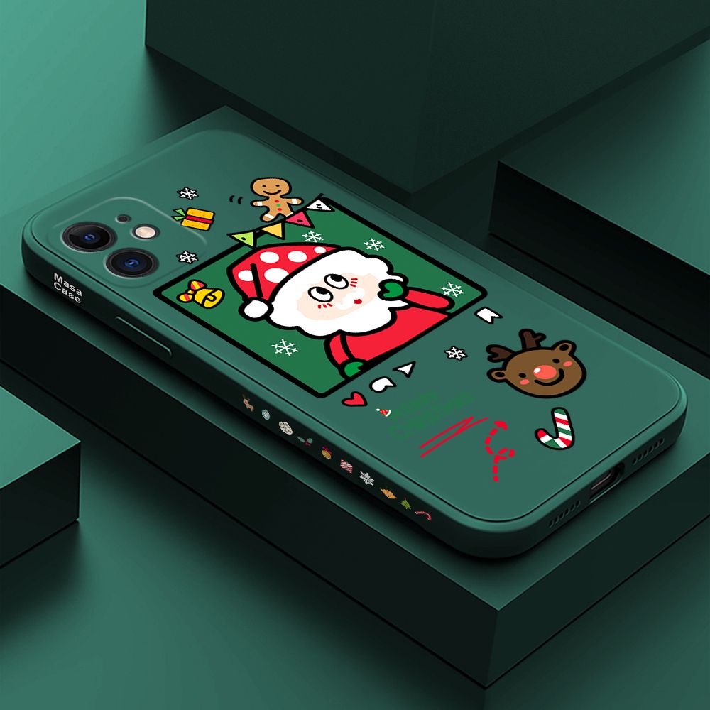 ZeroQiQi for iPhone 11 Case Santa Claus Christmas Gifts Side Printing Cases Soft Liquid Silicone Phone Cover