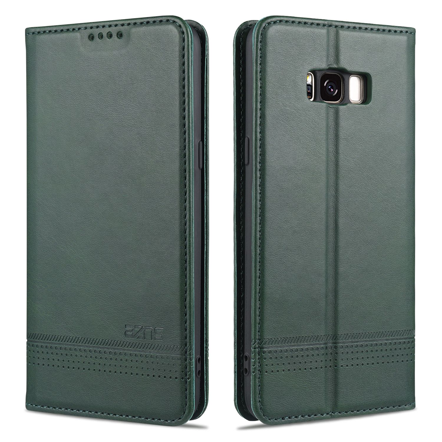Leather Case for Samsung Galaxy S8 Vintage Flip Wallet Card Slots Magnetic Closure TPU Inner Stand Cover