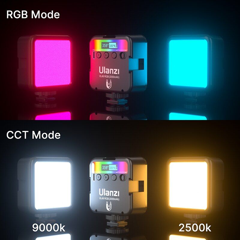 VL49 Mini RGB LED Video Light 2000mAh Portable Pocket Photographic Lighting Vlog Fill Light DSLR SLR