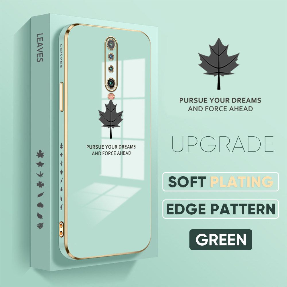 TA for Xiaomi Poco X2 / Redmi K30 Back Cover + Free Lanyard Maple Leaf Luxury 6D Plating Case Side Pattern Soft Silicone Square Phone Cases