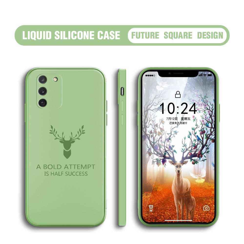 Hontinga for Samsung Galaxy S10 Lite Case Soft Silicone Square ELK Deer Reindeer Phone Cases Full Cover Camera Shockproof Protection Rubber Case