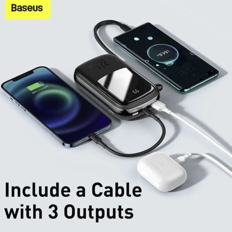Baseus Digital Display quick charging power bank 20000mAh 22.5W With Type-C Cable Black
