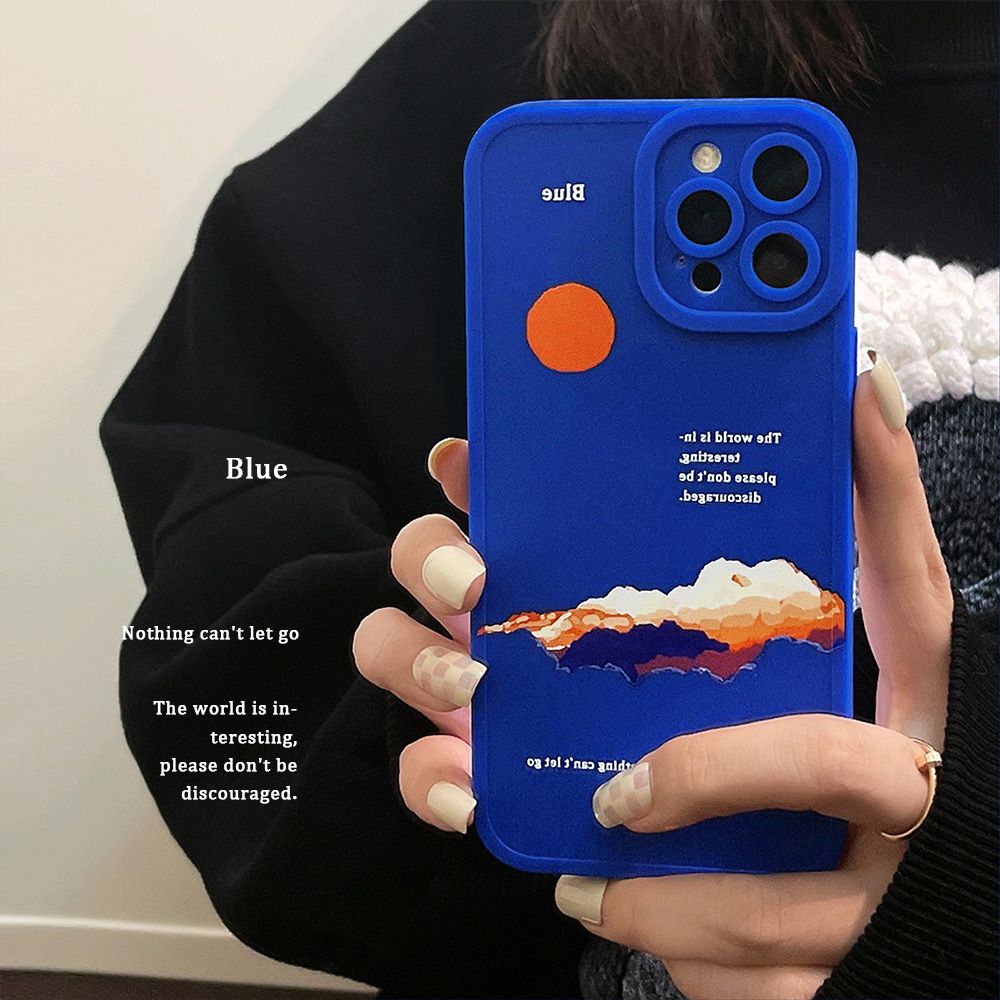 Blue Case Sunset Pattern Soft Cover Mobile Phone Protective Case