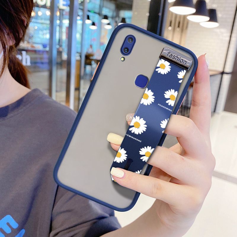 UCUC for VIVO V11I Wrist Strap Case INS Style Small Fresh Daisies Wristband Printing Cover Shockproof Frosted Phone Case