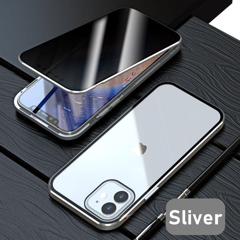 Tongdaytech Magnetic Tempered Glass Privacy Metal Phone Case Coque 360 Cover For Iphone SE XR XS 11 12 13 Pro MAX 8 7 6 Plus
