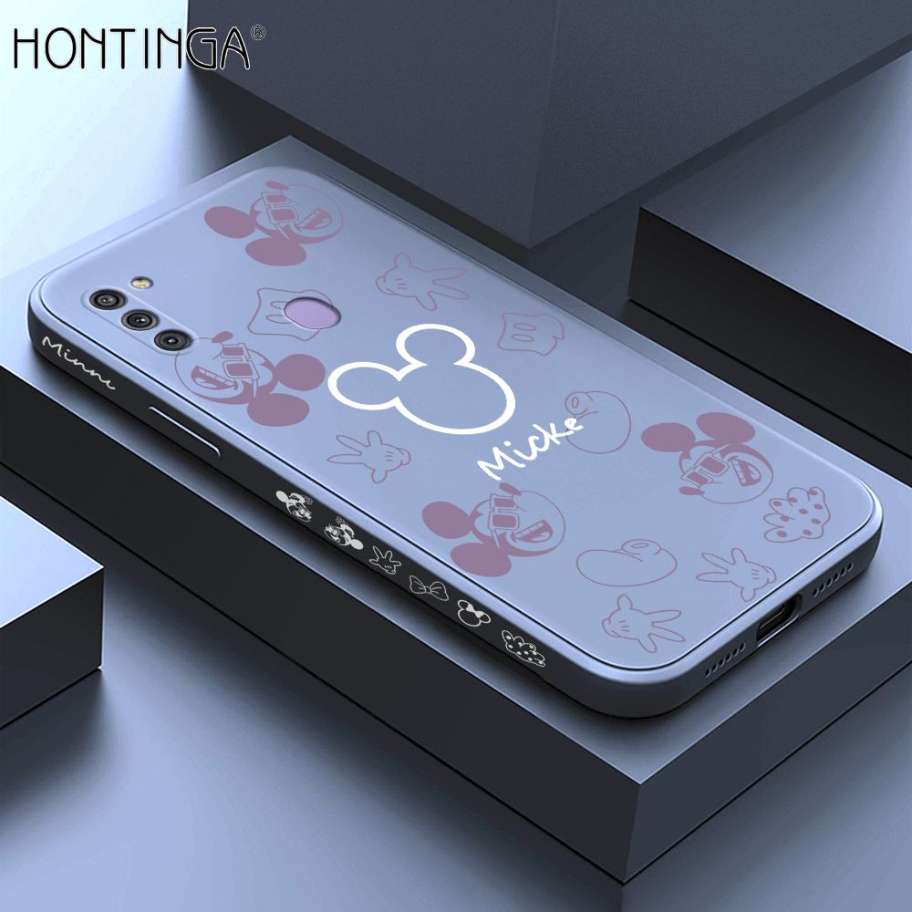 Hontinga for Samsung M11 Case Side Design Cute Mouse Avatar Back Cover Soft Square Edge Pattern Liquid Silicone Trend Phone Cases