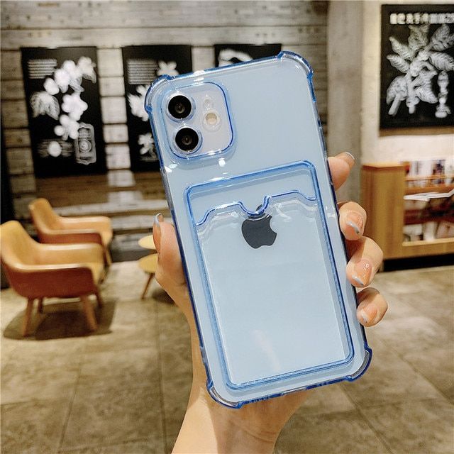 2021 Hot Lens Protection Wallet Case for iPhone 13 12 11 Pro XS Max SE X XR 6 6S 7 8 Plus Shockproof Clear Silicone Card Cover