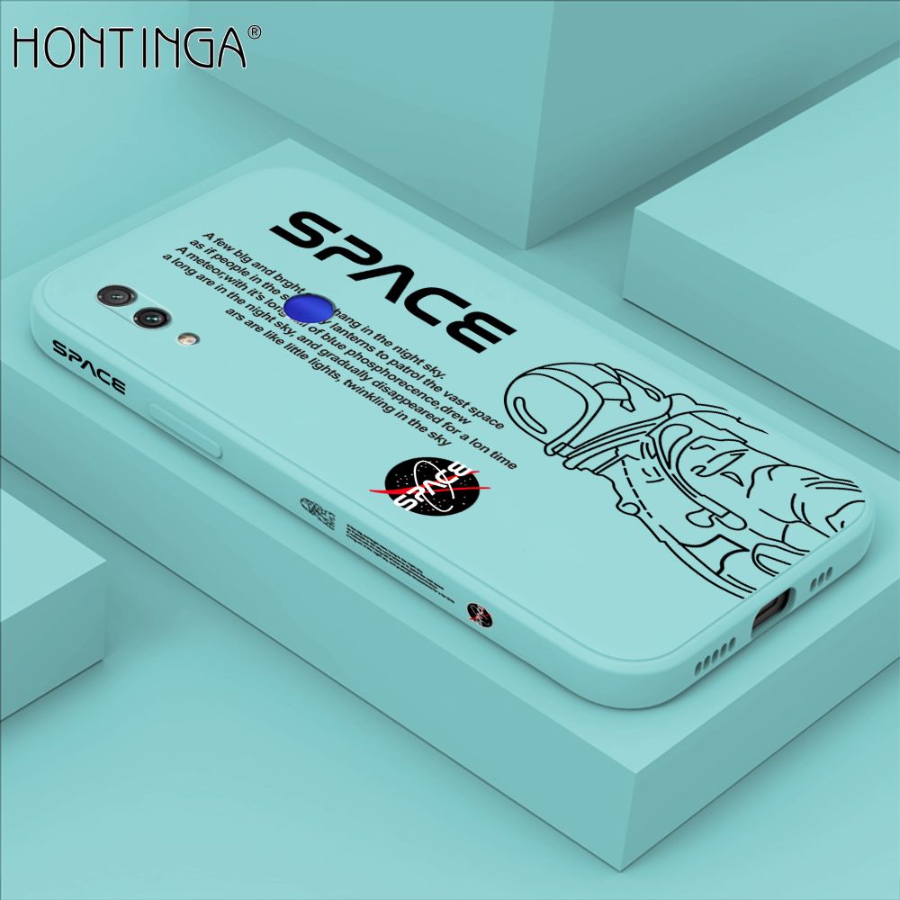 Hontinga for Redmi Note7 / 7 Pro Back Cover Cool Astronaut Pattern Case Soft Square Edge Liquid Silicone Phone Cases