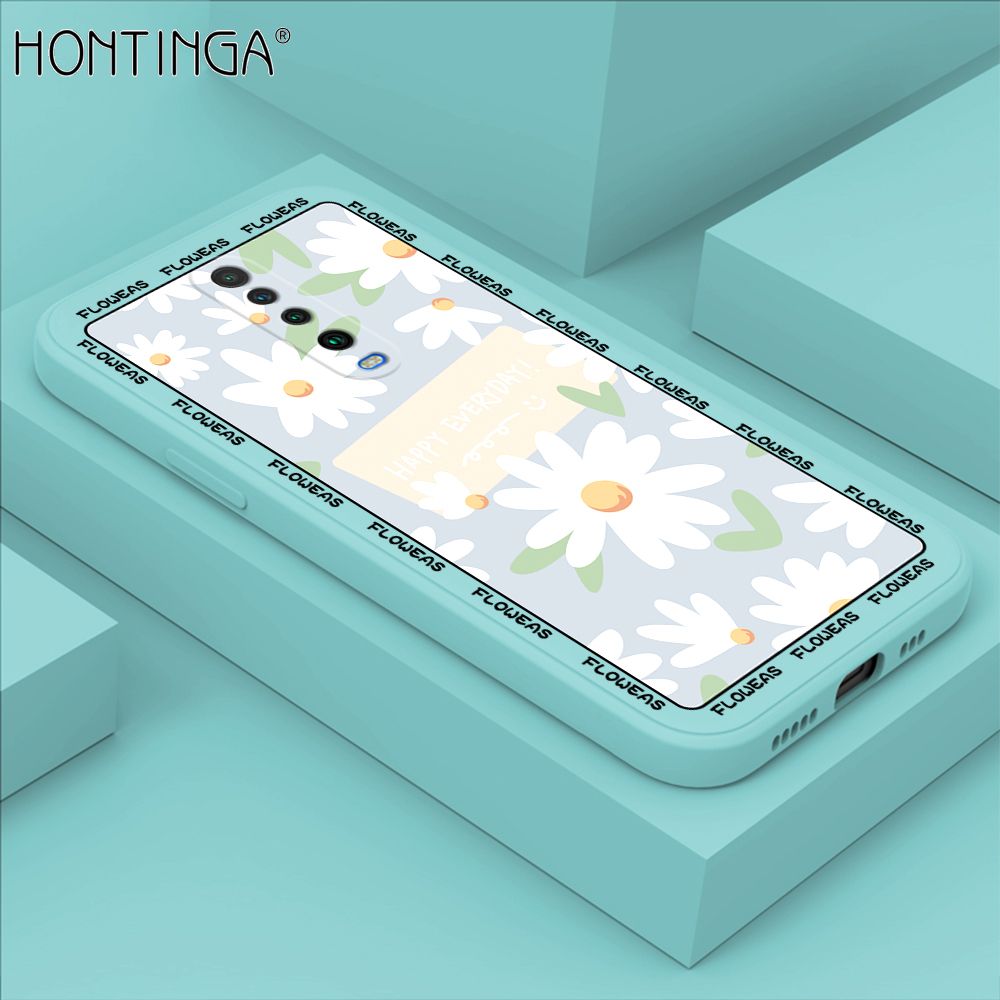 Hontinga for Redmi K30 Case Beautiful Daisy Flower Phone Case Phone Case Soft Square Edge Silicone Cases Full Lens Cover Shockproof Protection Cover