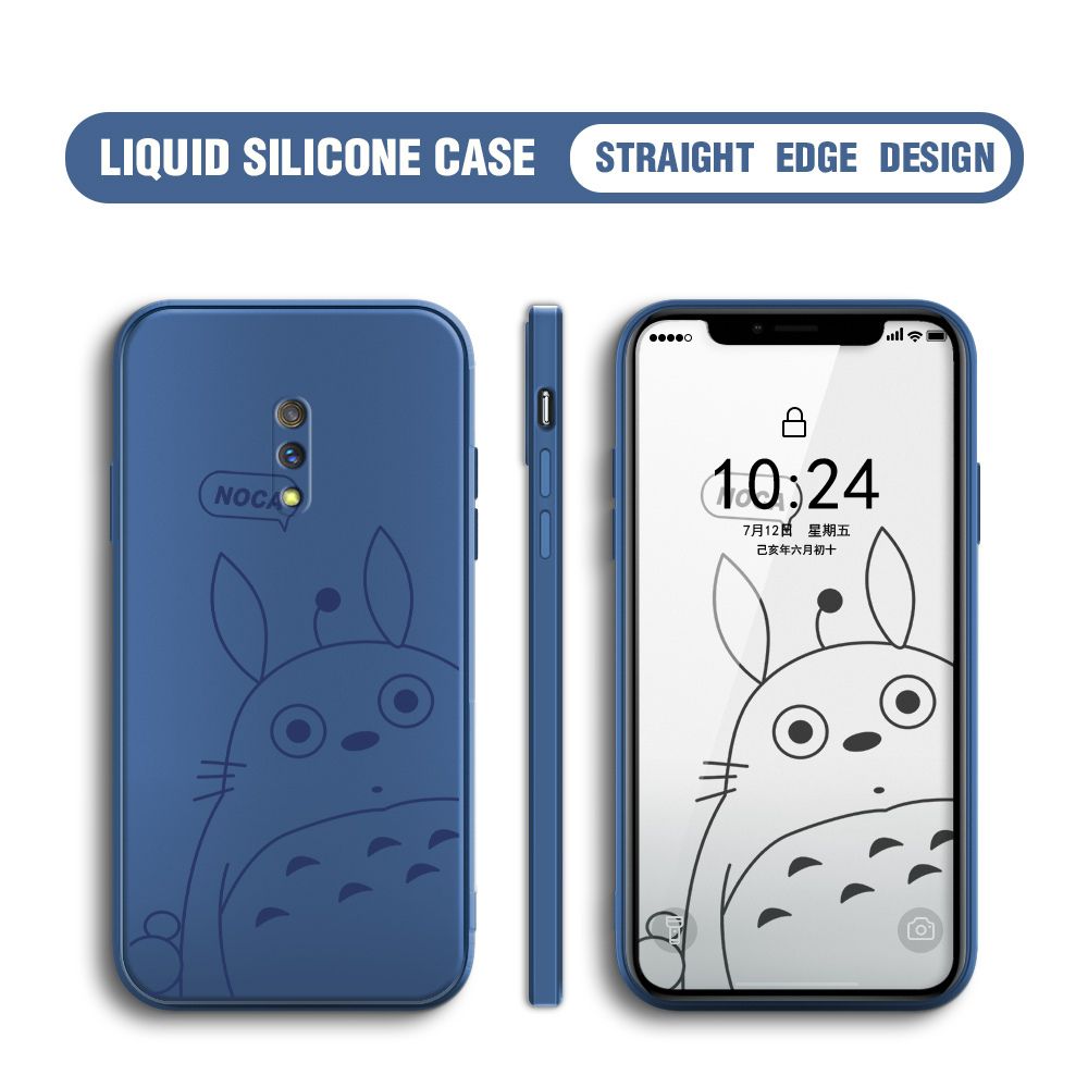 BILI for Realme X / OPPO K3 Back Cover Lovely Totoro Multicolor Liquid Silicone Phone Case Soft Square Lens Protection Phone Cases