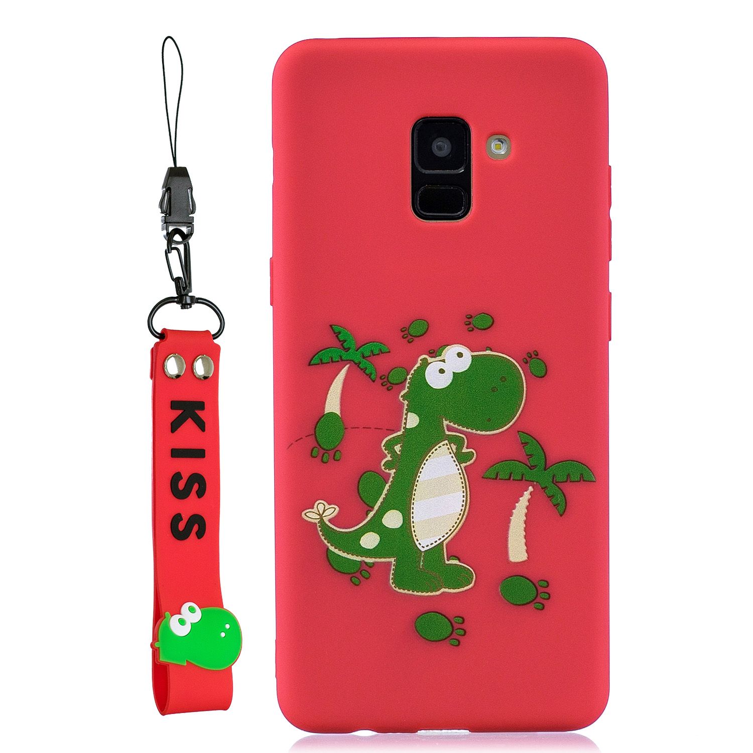 Yfashion For   2018 Cute Coloured Painted PU Anti-scratch Non-slip Protective Cover Back Case with Lanyard
