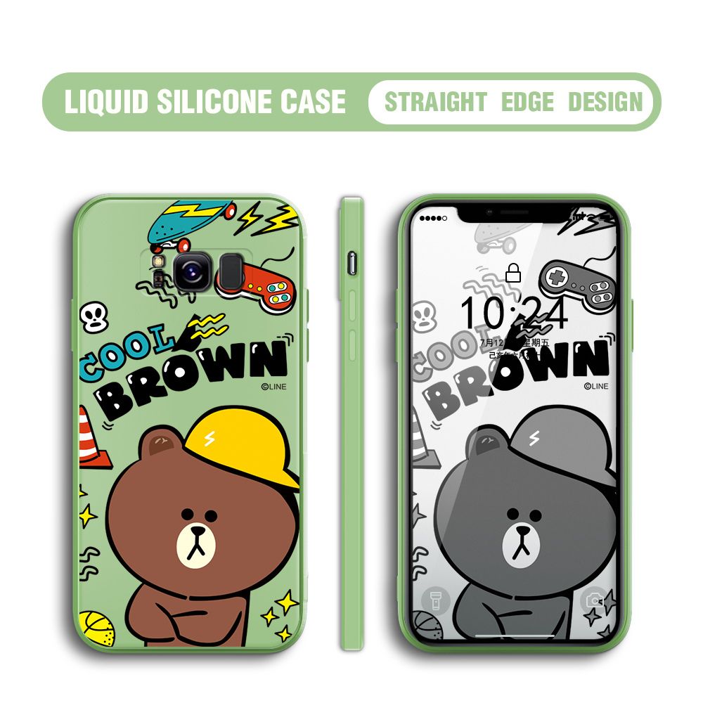 BILI for Samsung Galaxy S8 Back Cover Cool Gaming Brown Bear  Multicolor Liquid Silicone Phone Case Soft Square Lens Protection Phone Cases