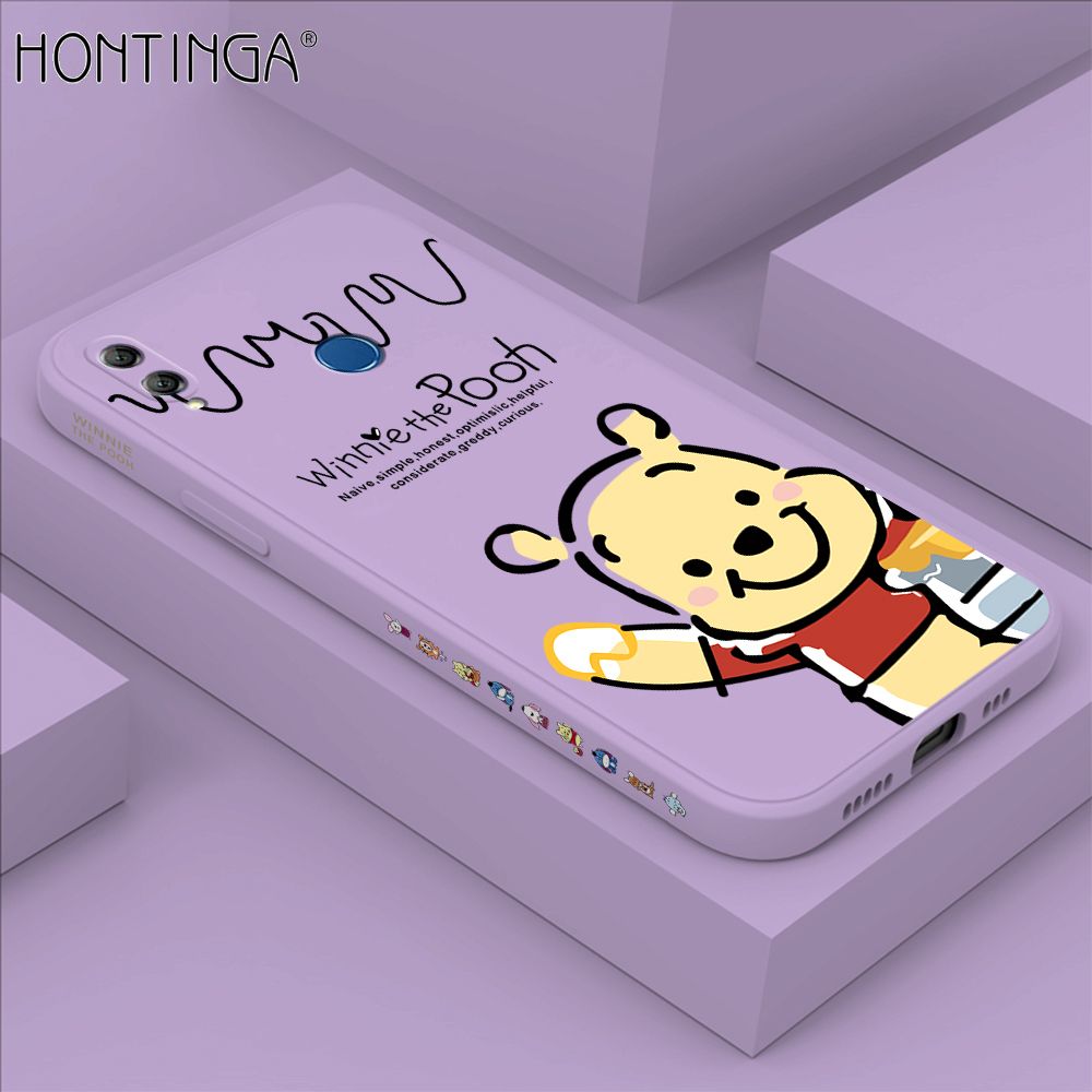 Hontinga for Honor 8X MAX Case Side Design Hello Little Bear Back Cover Soft Square Edge Pattern Liquid Silicone Trend Phone Cases