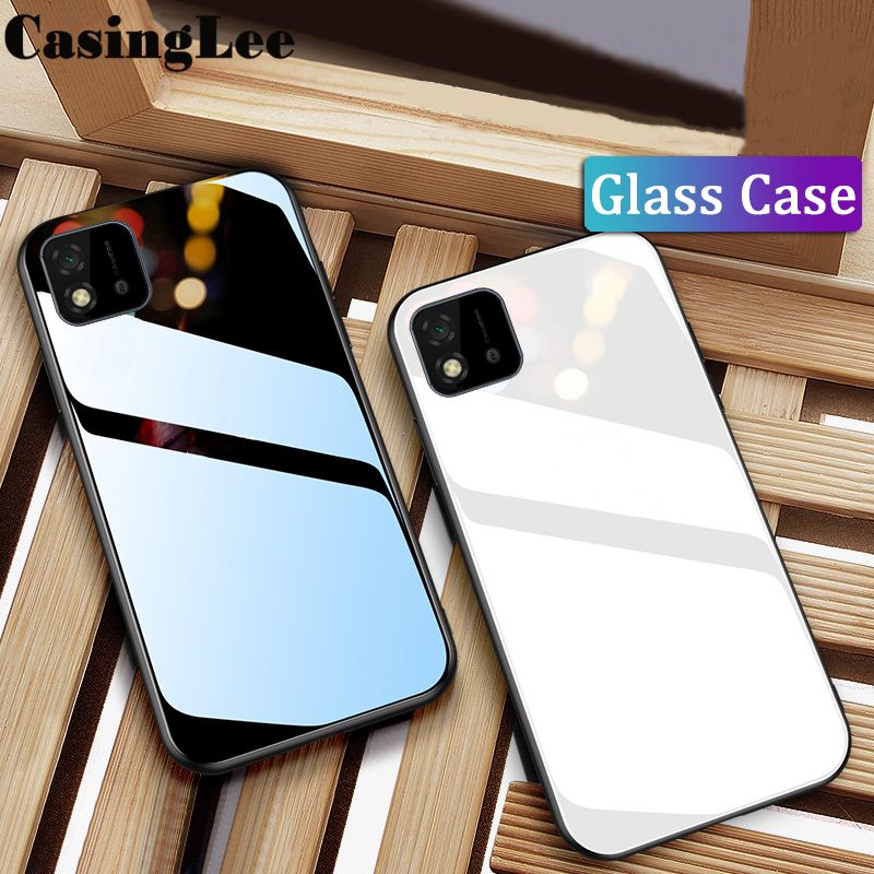 Casinglee For Realme C20 case Glass silicon Full Protection Tempered Glass Back cover for OPPO Realme C20 Phone cases For girls and Boys