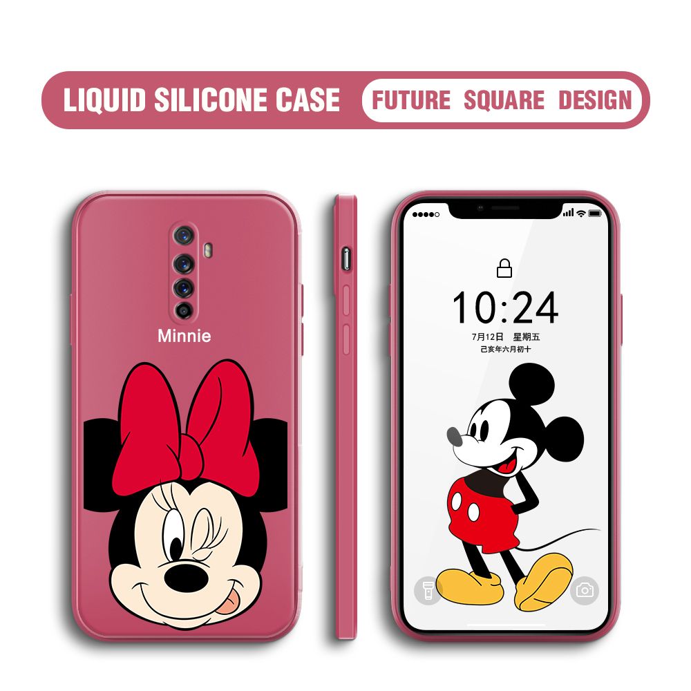 BILI for Realme X2 Pro / Reno Ace Back Cover Big Head Minnie Multicolor Liquid Silicone Phone Case Soft Square Lens Protection Phone Cases