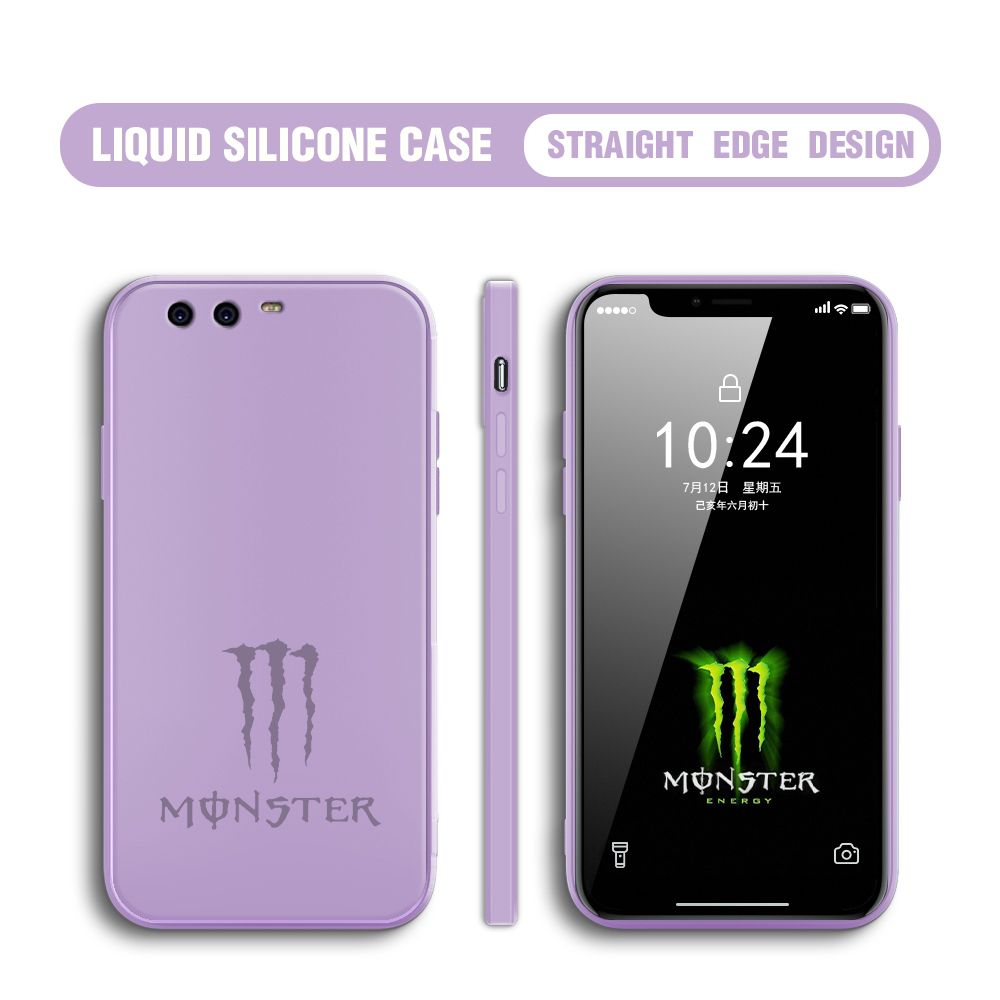 Hontinga for Huawei P10 Plus Case Fashion Monster Energy Silicone Square Edge Phone Cases Full Cover Camera Shockproof Protection Rubber Case