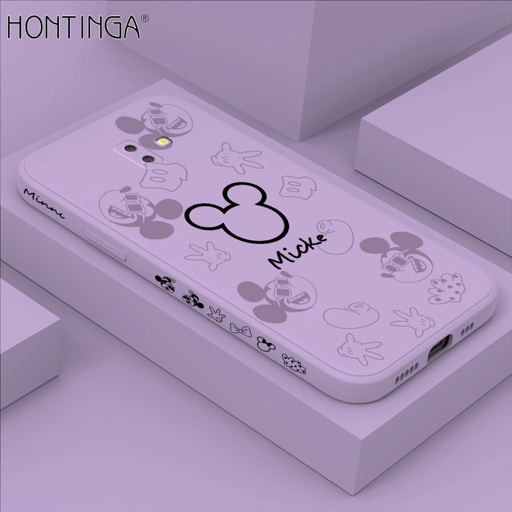 Hontinga for Samsung J6 Prime Case Side Design Cute Mouse Avatar Back Cover Soft Square Edge Pattern Liquid Silicone Trend Phone Cases