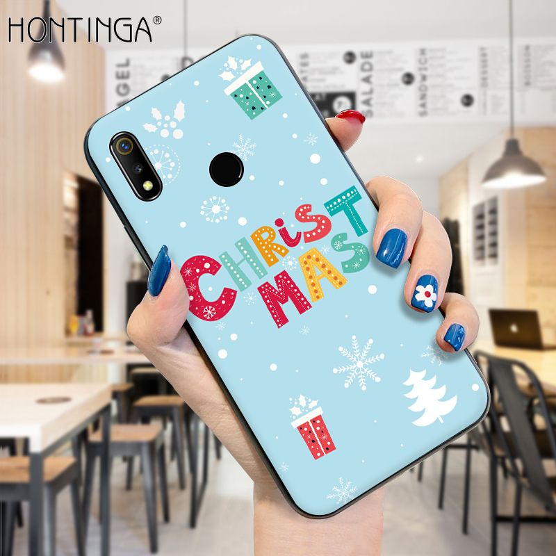 Hontinga for Realme 3 Case Merry Christmas Gifts for Girls Boys Phone Cover Shockproof Soft Silicone TPU Cases