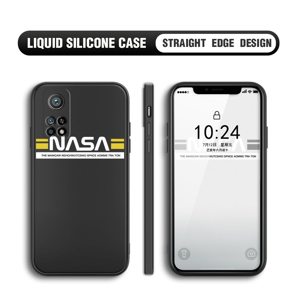 Jizetin for Xiaomi Mi 10T / 10T Pro Back Cover NASA Spacecraft Pattern Design Liquid Silicone Phone Case Soft Full Camera Protect Phone Cases