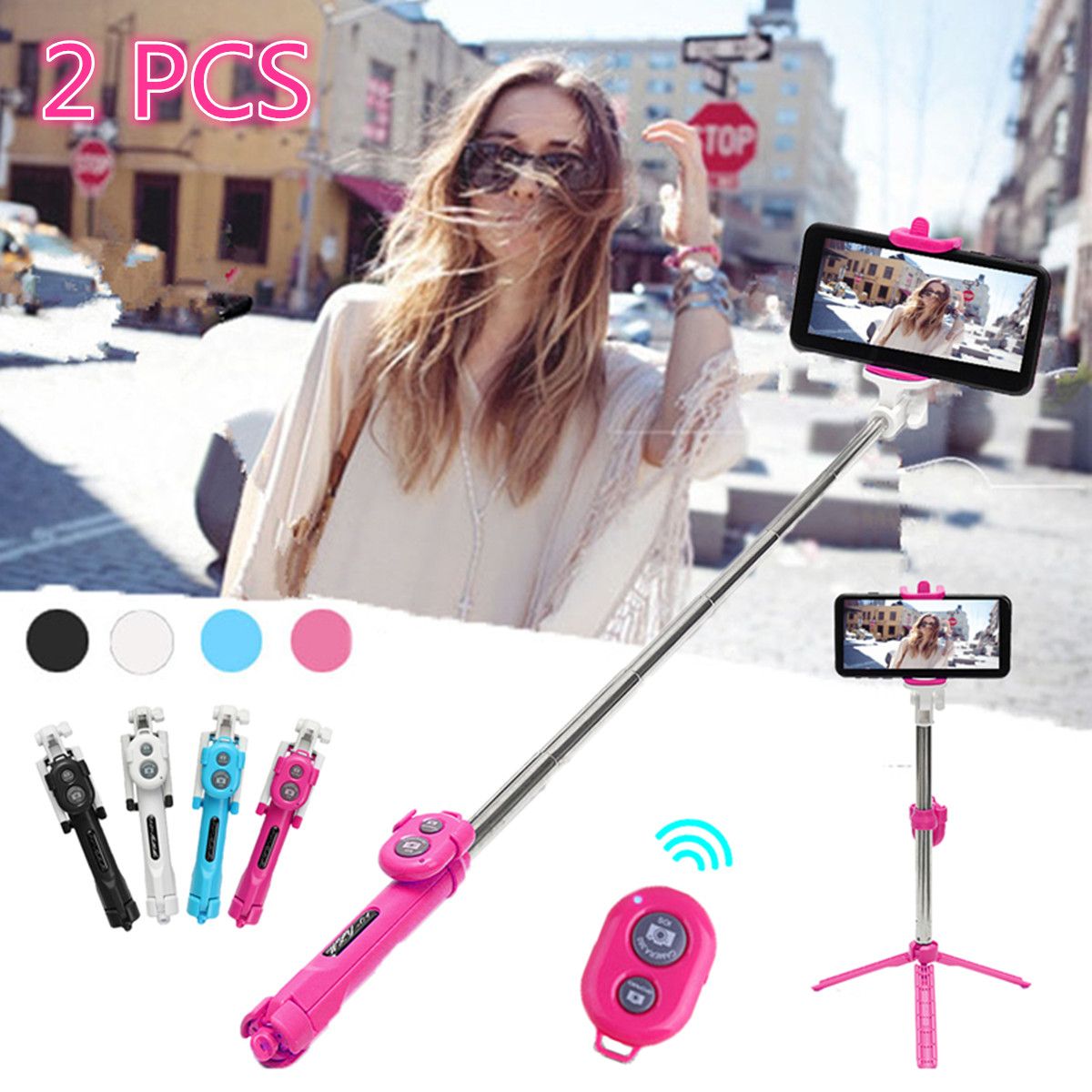 Helpful Expandable wireless Bluetooth shutter selfie stand