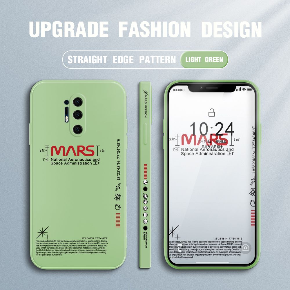 Jizetin for OnePlus 8 Pro Case New NASA Design Side Design Phone Case Square Edge Pattern Liquid Silicone Cases Full Cover Camera Soft Protection Case