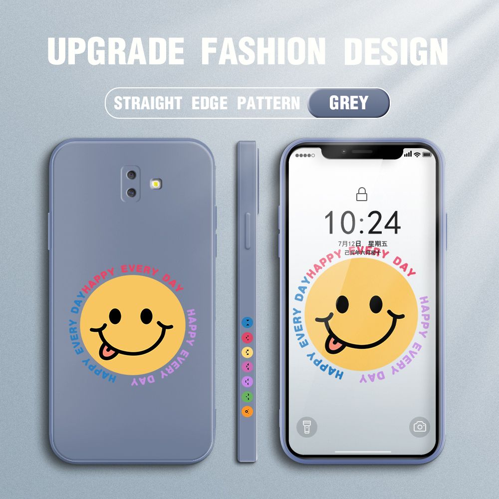 FHKL for Samsung Galaxy J6 Prime Back Cover Cartoon Smile Side design Soft Case Multicolor Liquid Silicone Phone Cases