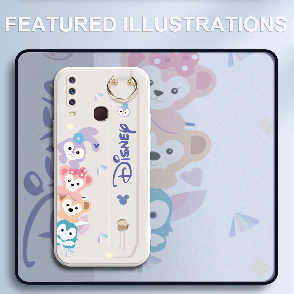 UCUC for Vivo Y12 Wrist Strap Case Creative Cartoon Cute Bunny Cover Ultra Thin Anti Fall Liquid Silicone Phone Case
