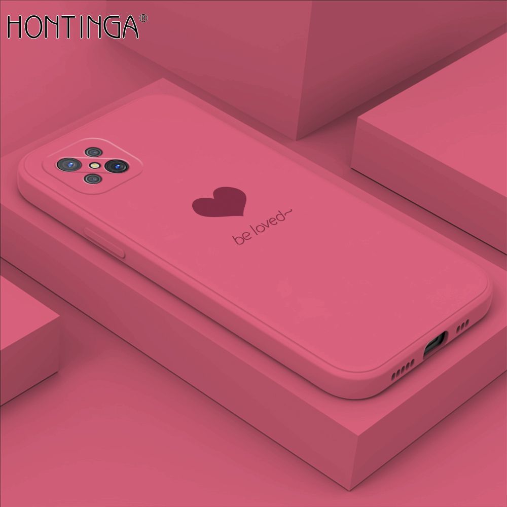 Hontinga for OPPO Reno4 Z 5G Case Simple Lover Heart Pattern Back Cover Soft Square Edge Liquid Silicone Phone Cases